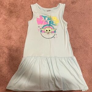 Star Wars Grogu Baby Yoda Girls Dress Size 7 Light Blue Sleeveless